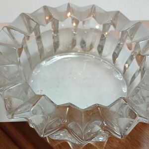 MCM Clear Faceted Ruffled Glass Bowl